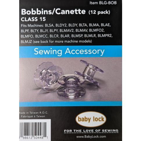 Baby Lock- Class 15 Clear Plastic Bobbins
